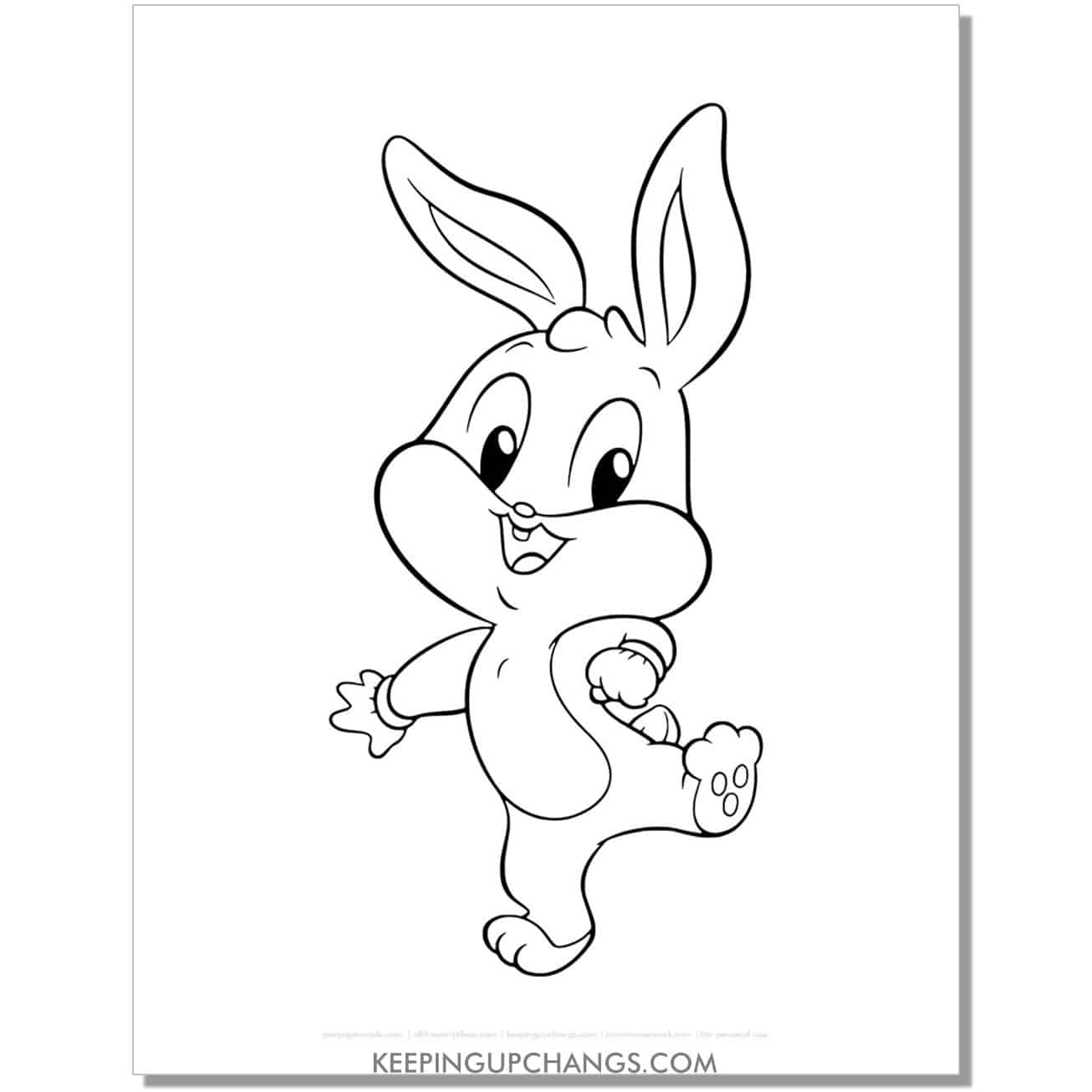 free baby bugs bunny standing one leg looney tunes coloring page, sheet