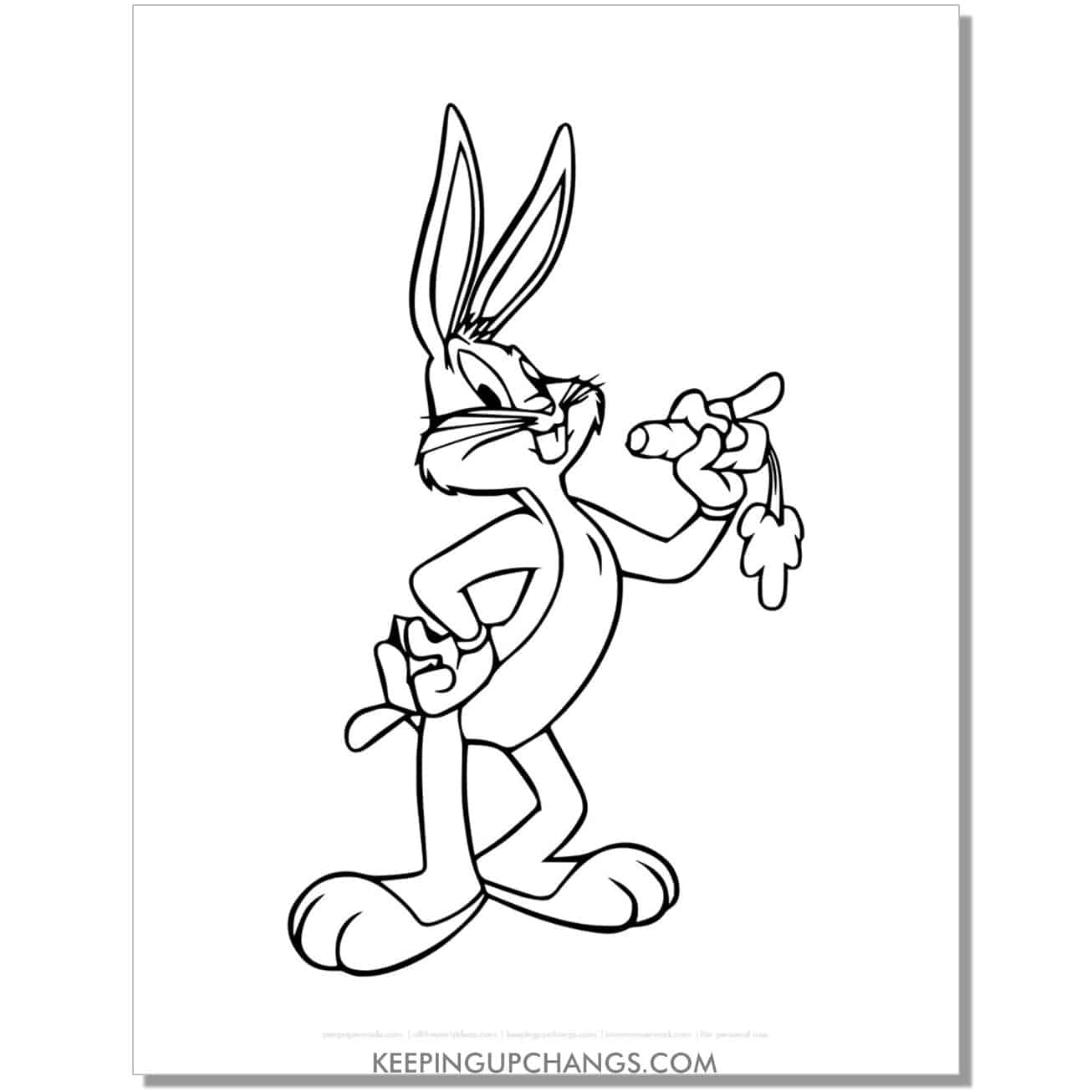 free bugs bunny eating carrot looney tunes coloring page, sheet