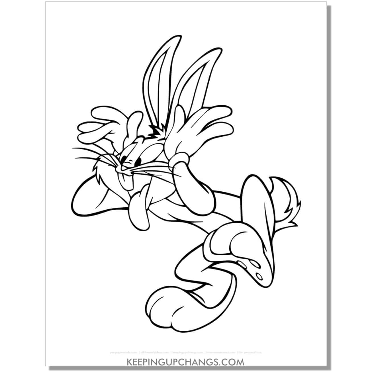 free bugs bunny making teasing face looney tunes coloring page, sheet