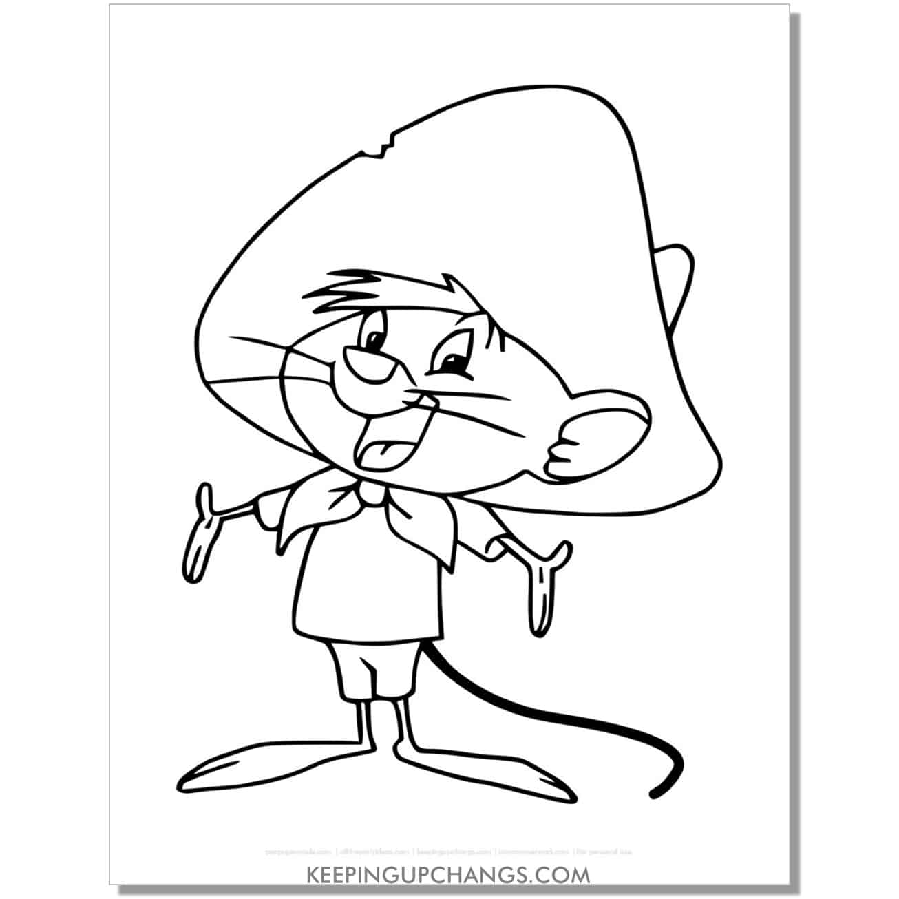 free speedy gonzalez looney tunes coloring page, sheet.