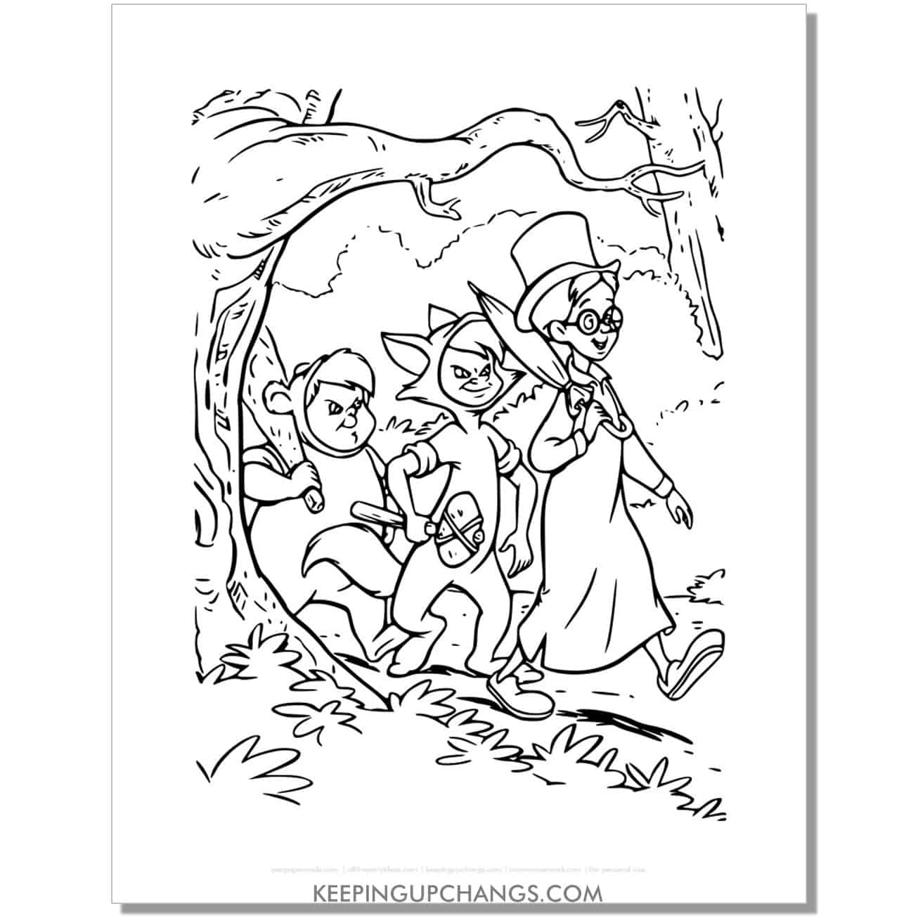 john darling and the lost boys of peter pan coloring page, sheet.