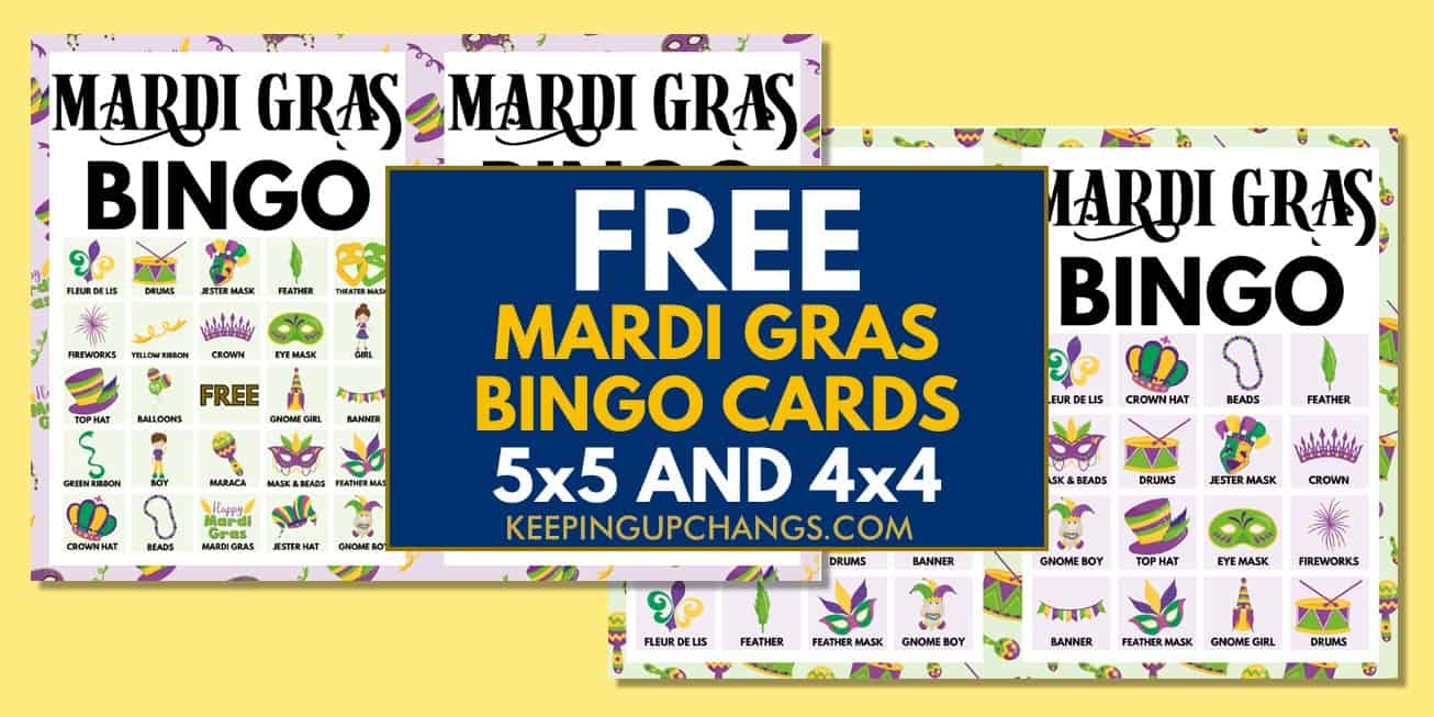 best free mardi gras bingo games with images and text.