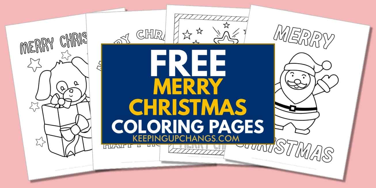 spread of free merry christmas coloring pages.