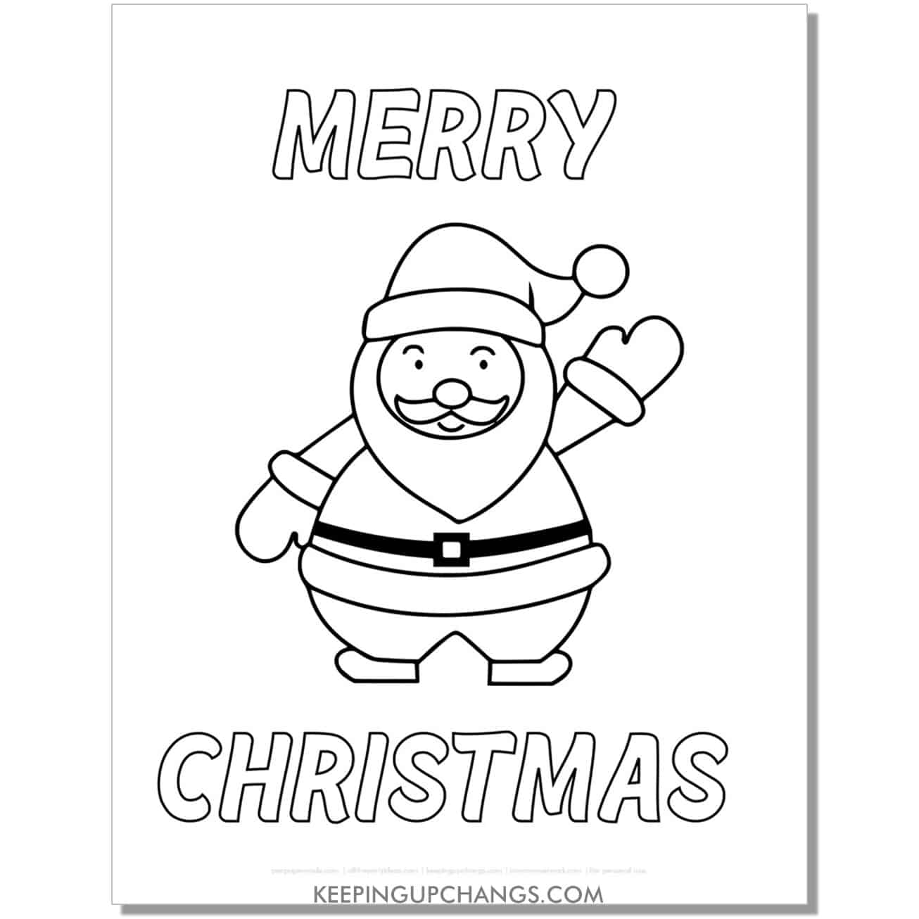 free merry christmas santa saving coloring page.