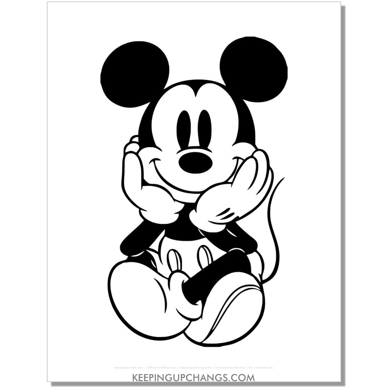free vintage, old fashioned mickey mouse coloring page, sheet.