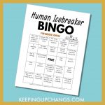 human middle school icebreaker bingo with fun getting to know you facts.