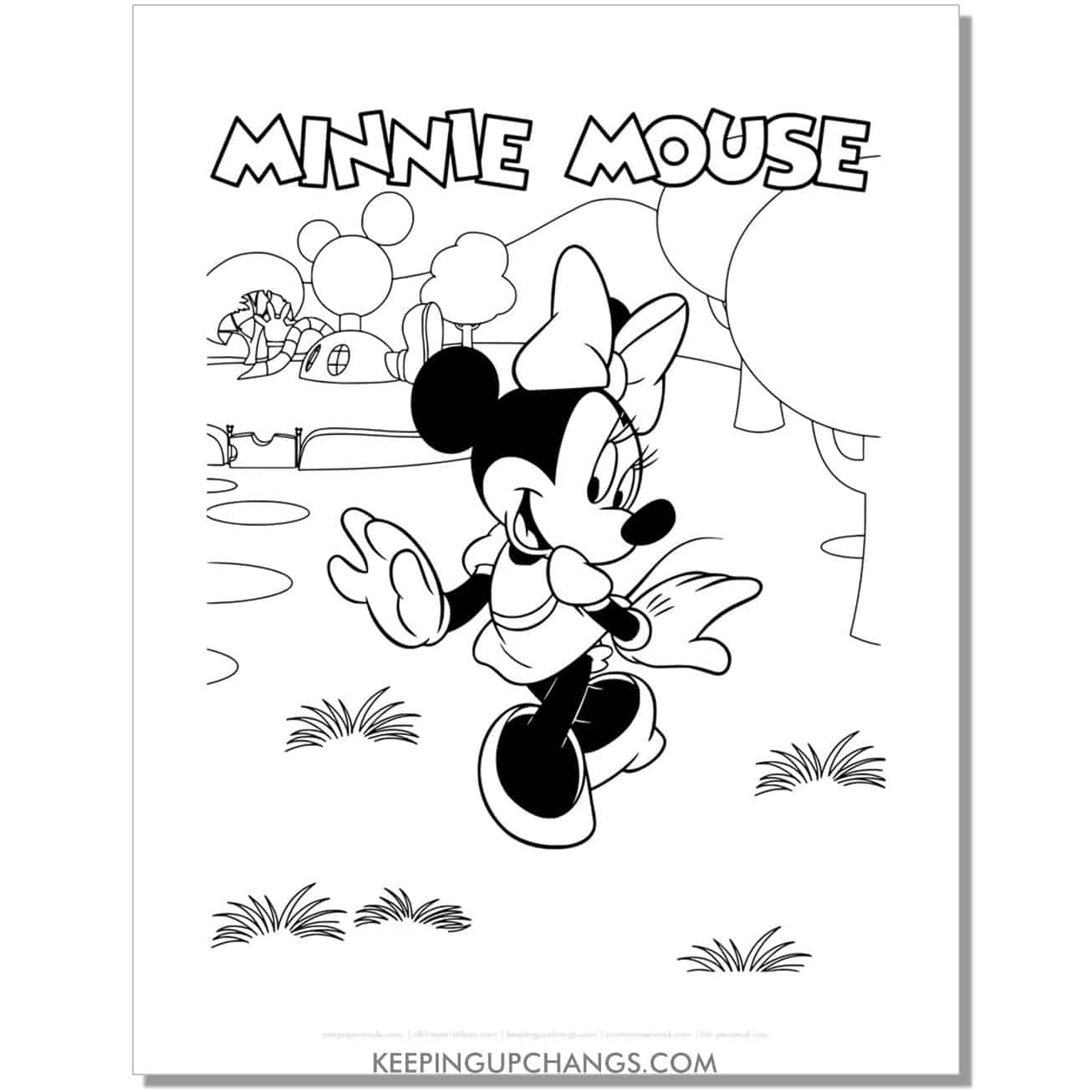 free minnie mouse clubhouse coloring page, sheet.