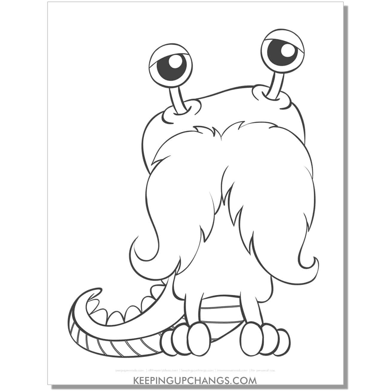 free mustache monster coloring page.