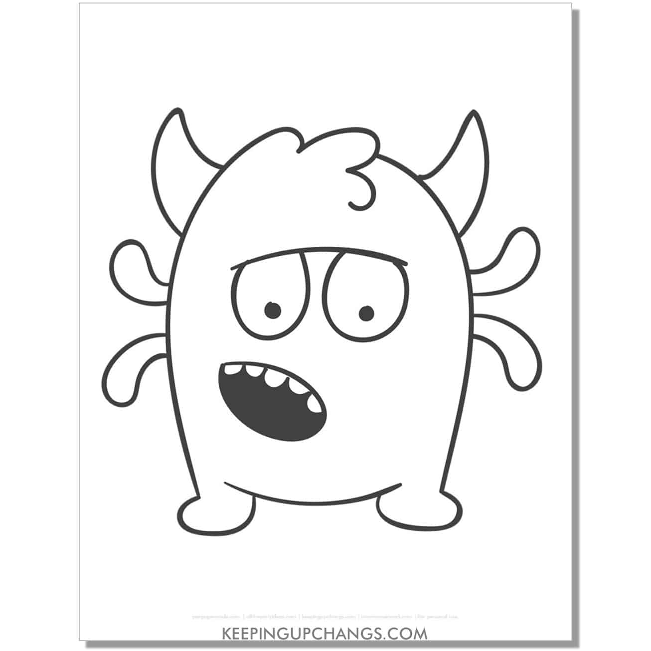 free 4 armed monster coloring page.