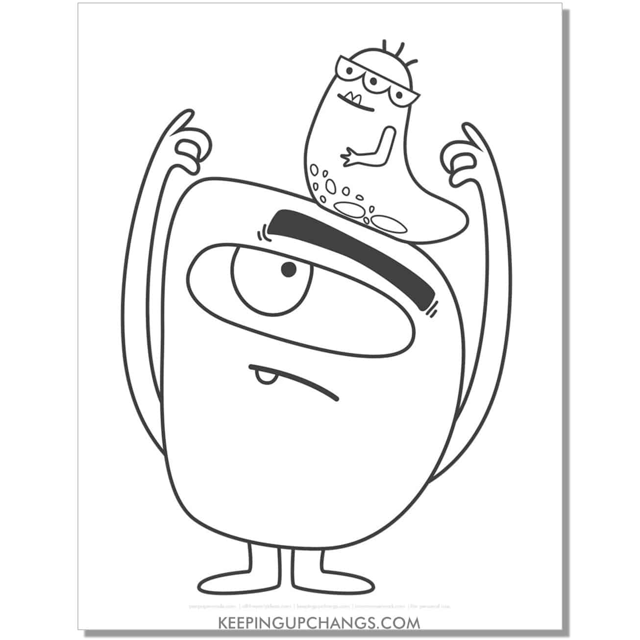 free one eyed and slug monster coloring page.