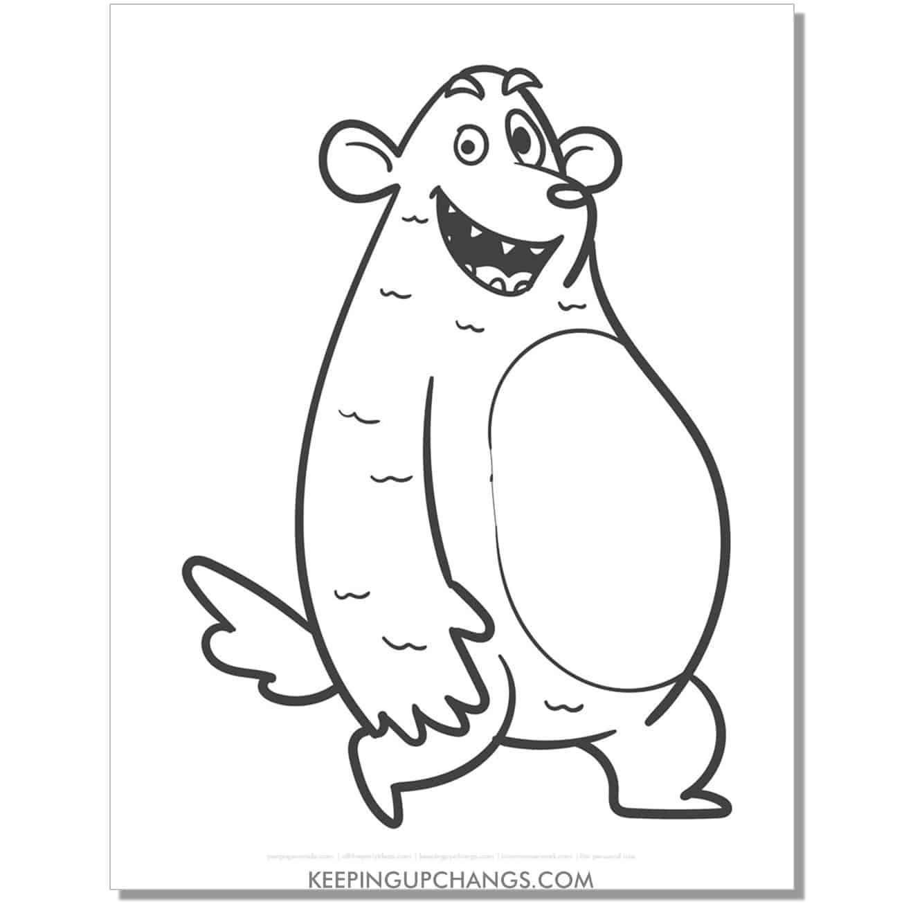 free bear monster coloring page.