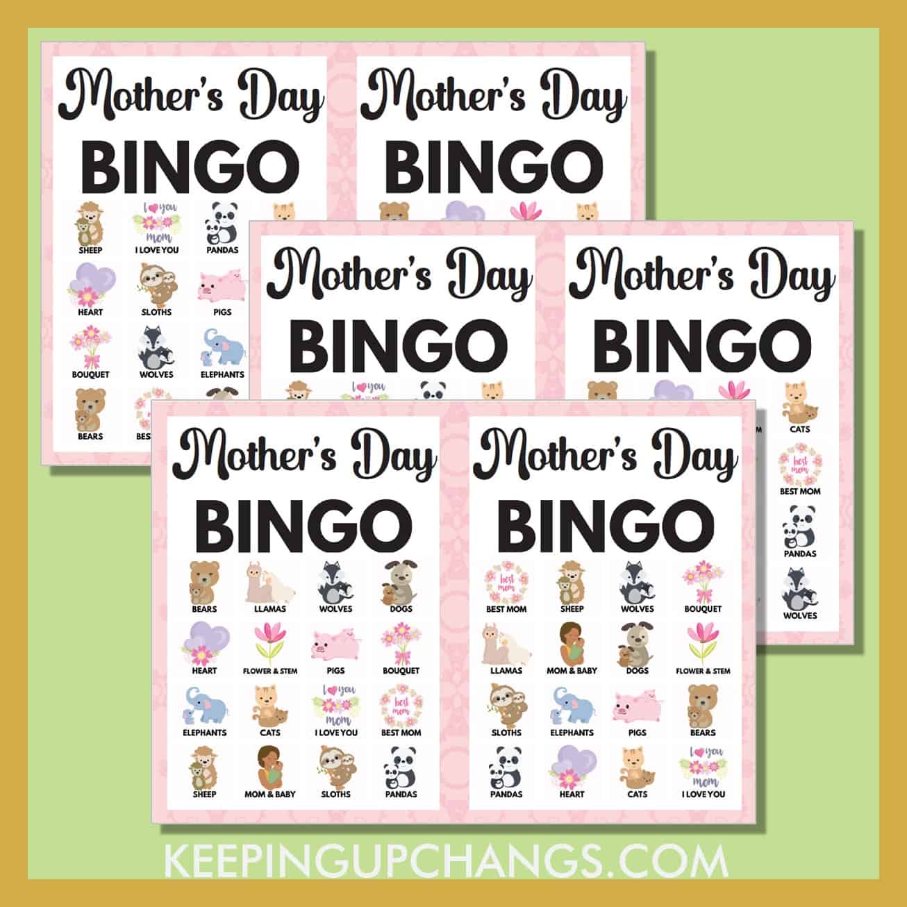 free mother's day bingo 4x4 game cards.