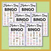 free mother's day bingo 5x5 game cards.