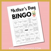 mother's day bingo with fun activities to do with mom to show her love.