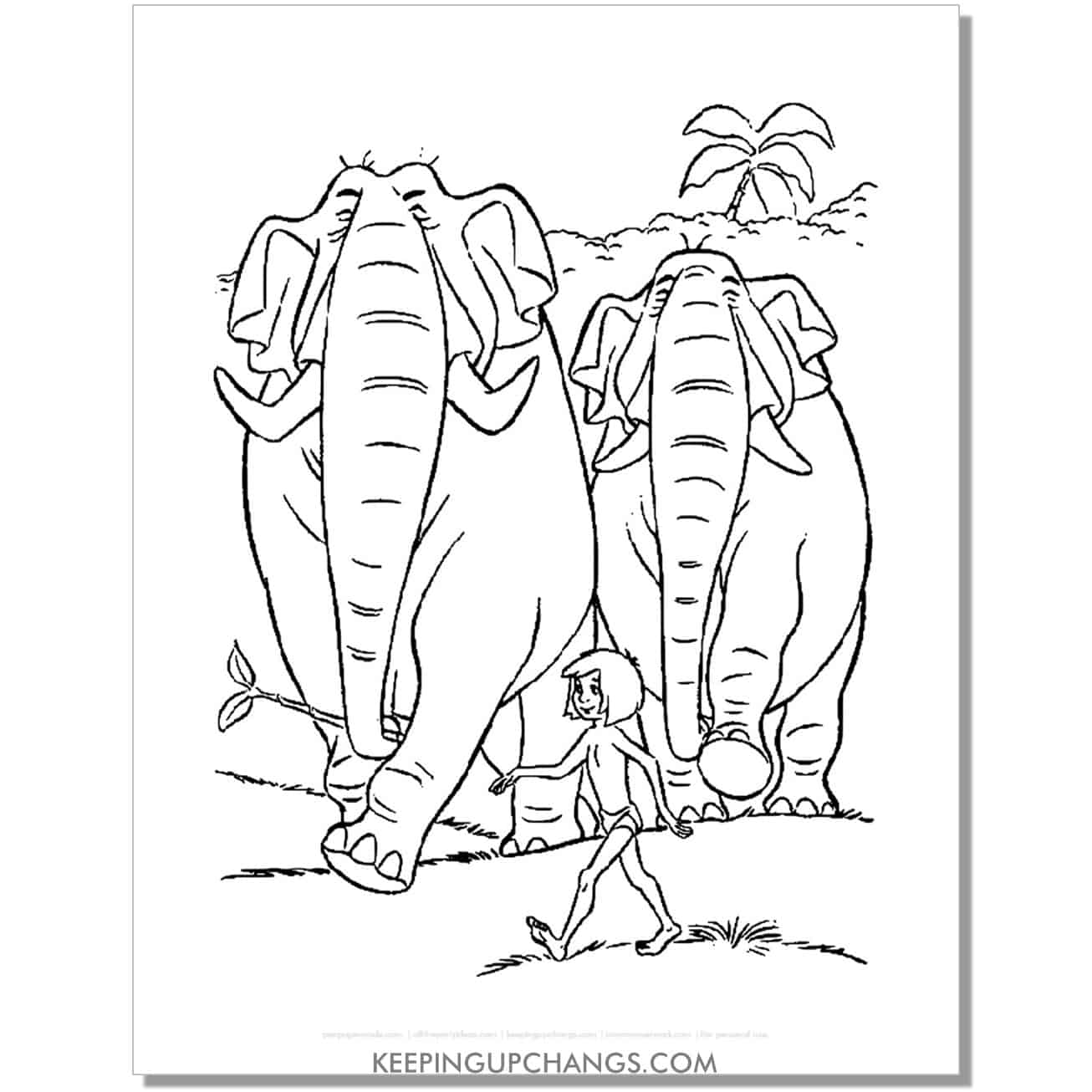 colonel hathi, winifred jungle patrol jungle book coloring page, sheet.