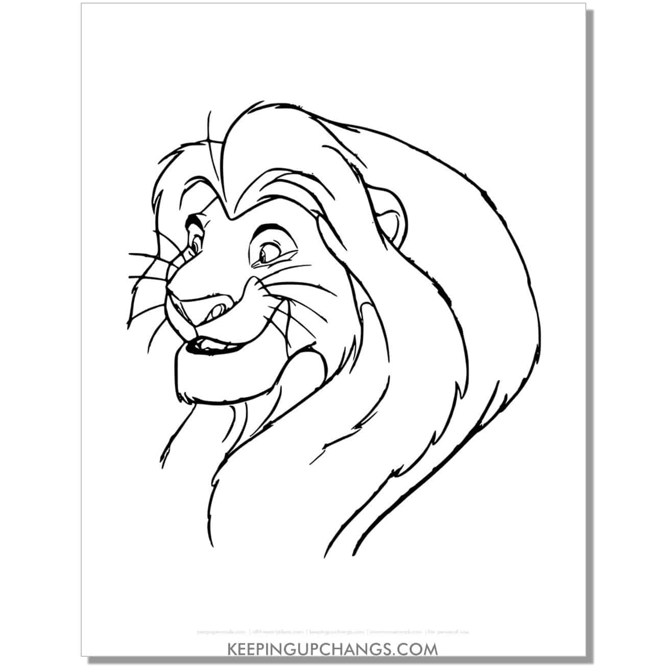 mufasa head lion king coloring page, sheet.