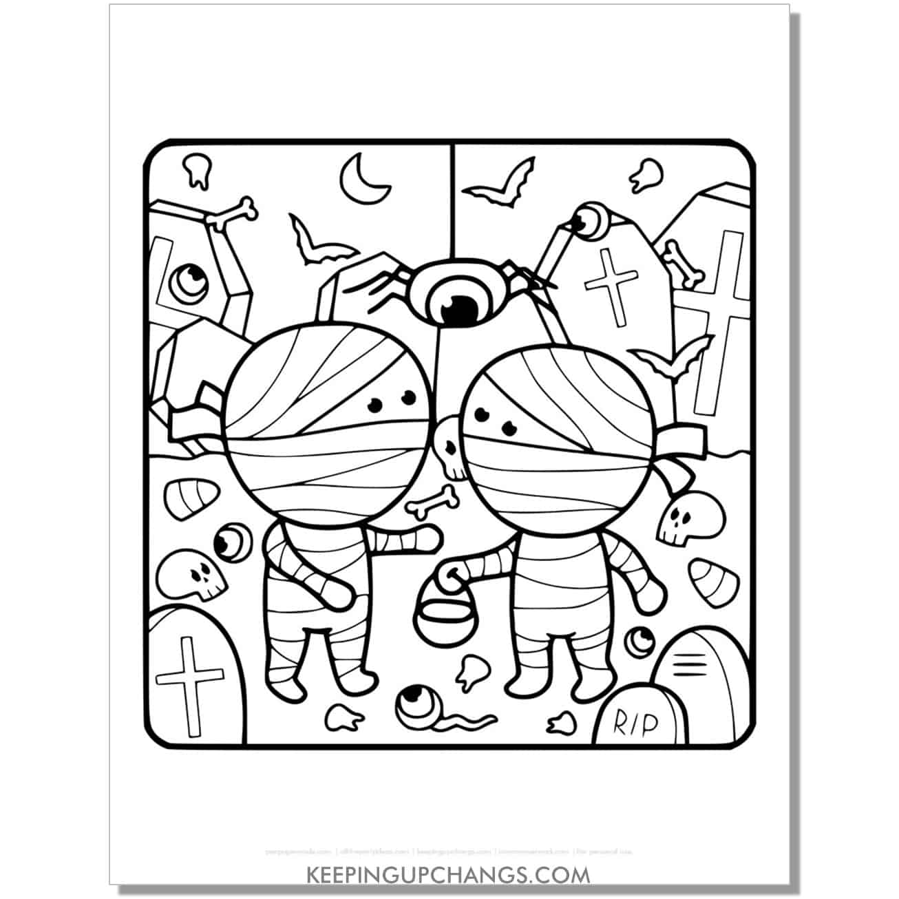 free mummy kids coloring page for toddlers.