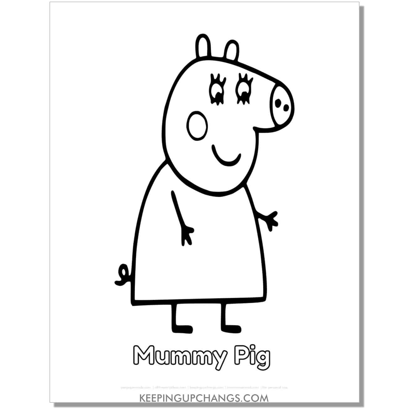 free mummy pig peppa pig coloring page, sheet.