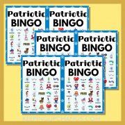 free patriotic bingo 5x5 game cards for july 4th, memorial, veterans' day.