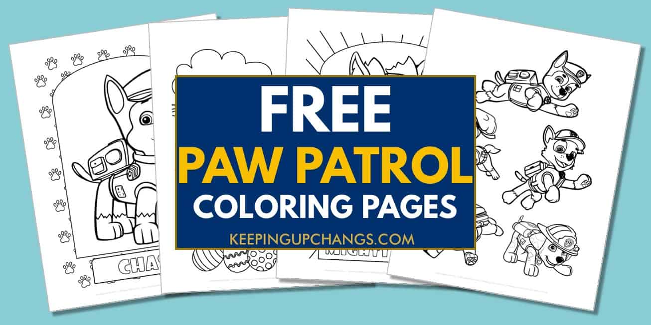 spread of paw patrol coloring pages.