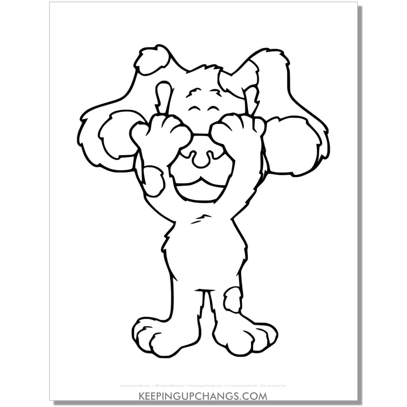 free blue covering eyes blue's clues coloring page, sheet.