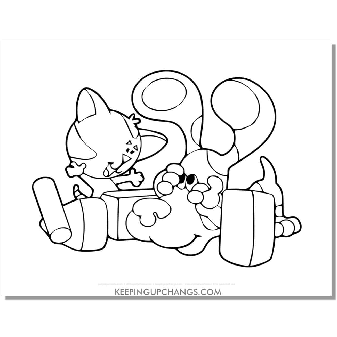free periwinkle playing with building blocks blue's clues coloring page, sheet.