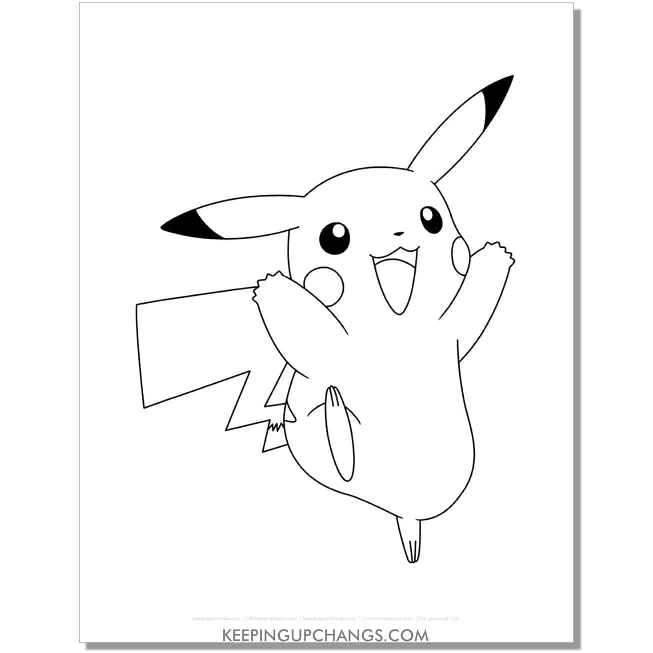 pikachu excited pokemon coloring page, sheet.