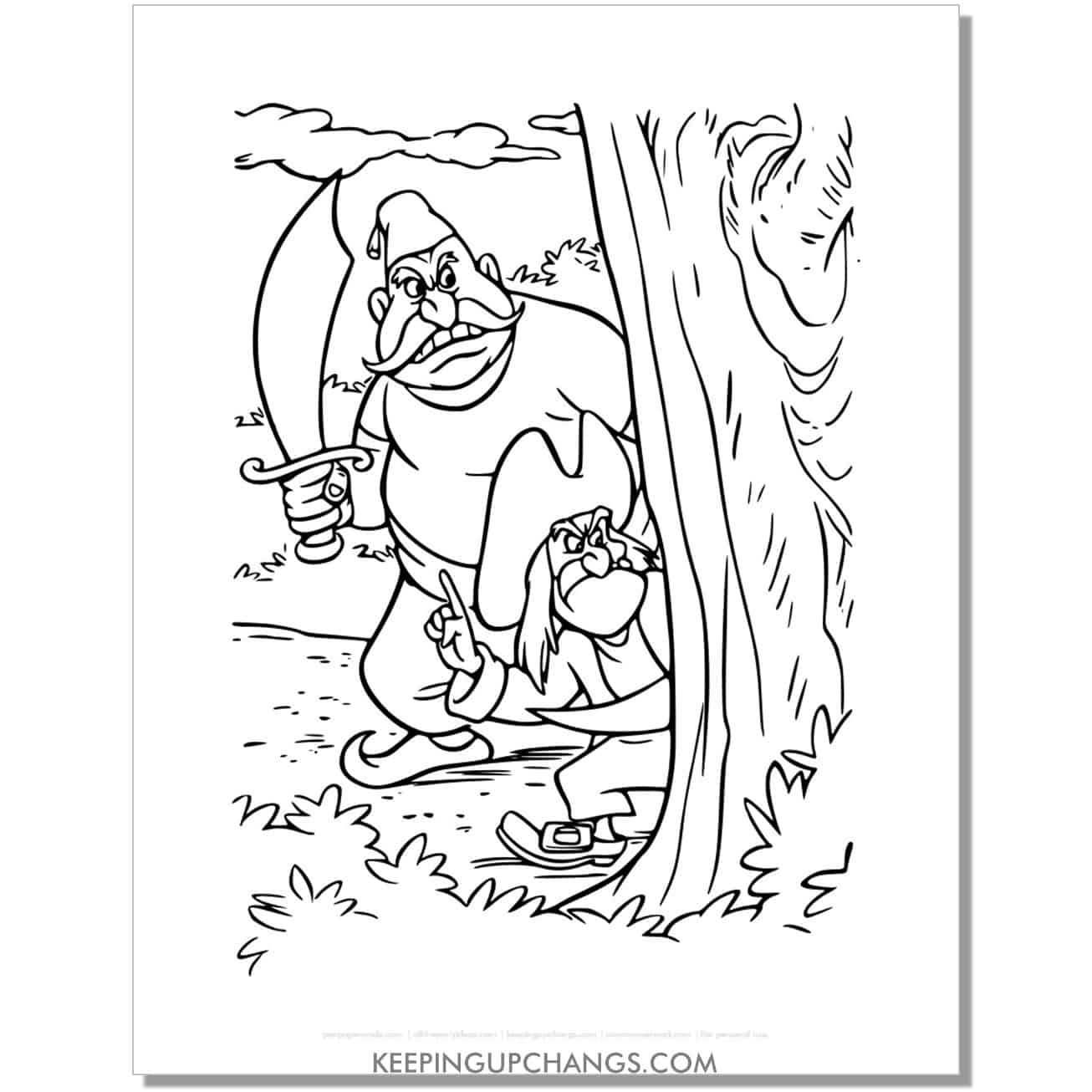 mean pirates of neverland coloring page, sheet.