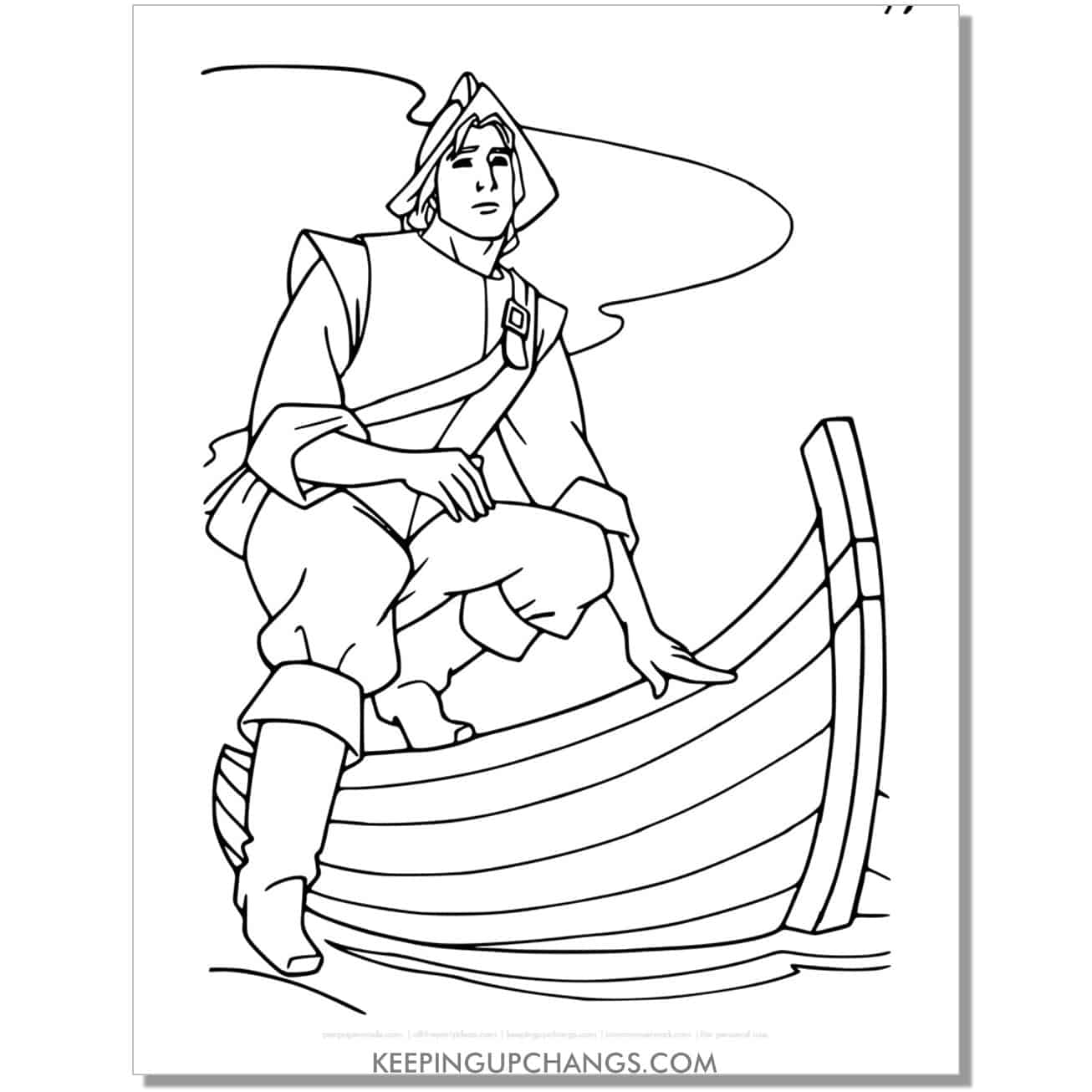 captain john smith landing ship at shore pocahantas coloring page.
