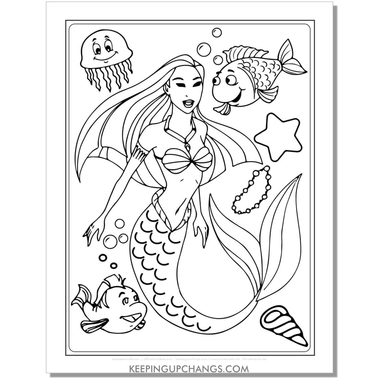 disney princess pocahantas as a mermaid character coloring page.