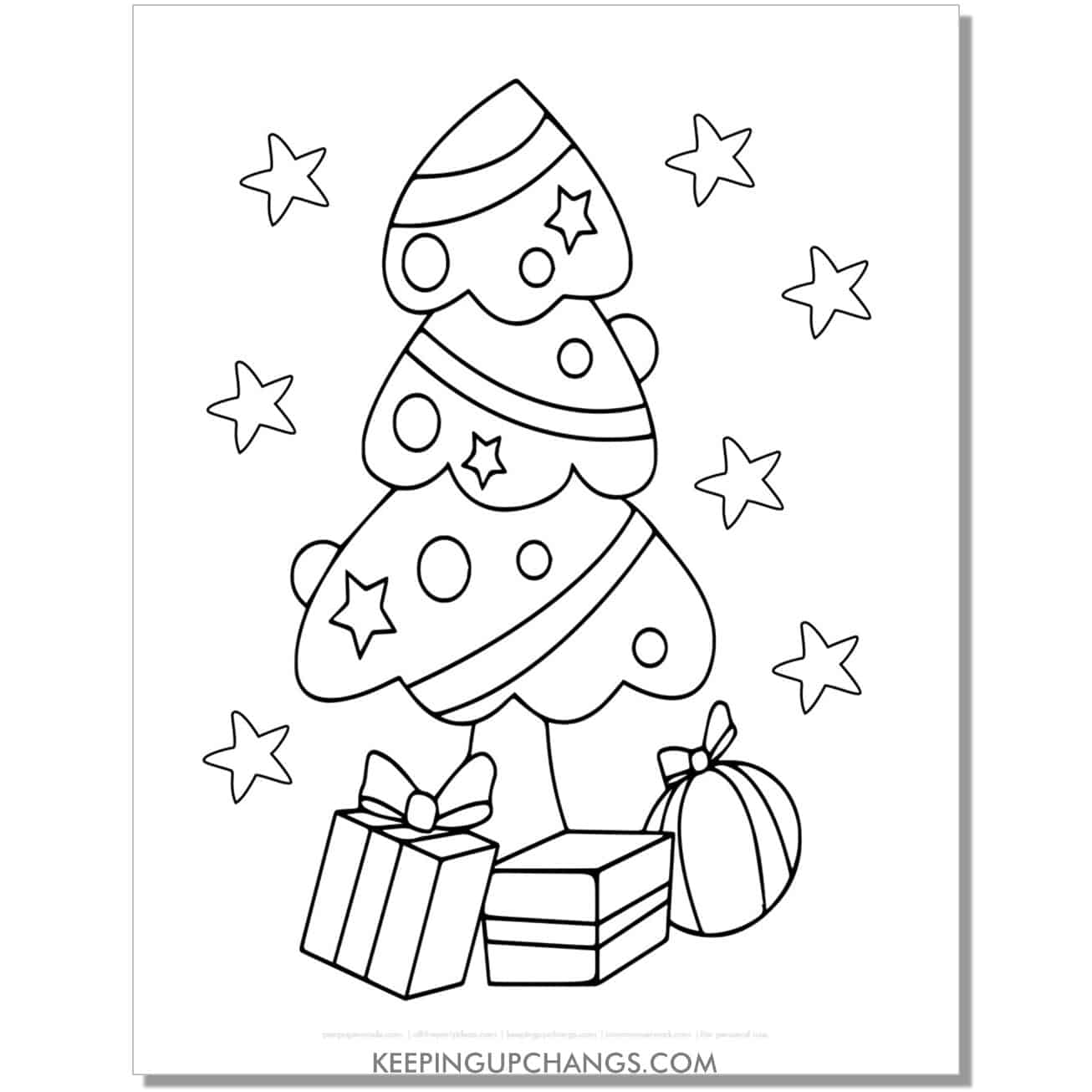free toddler preschool christmas tree coloring page.