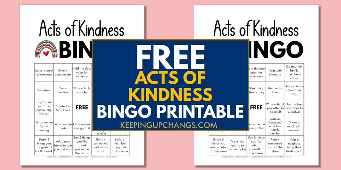 free random acts of kindness bingo challenge printable.