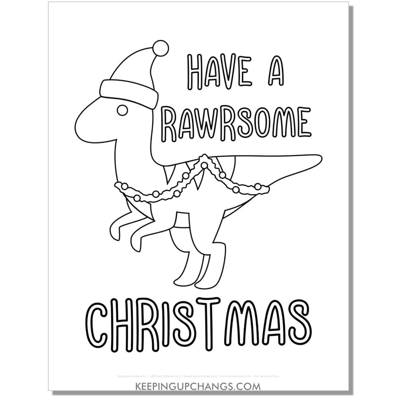 free have a rawrsome christmas velociraptor dinosaur coloring page.