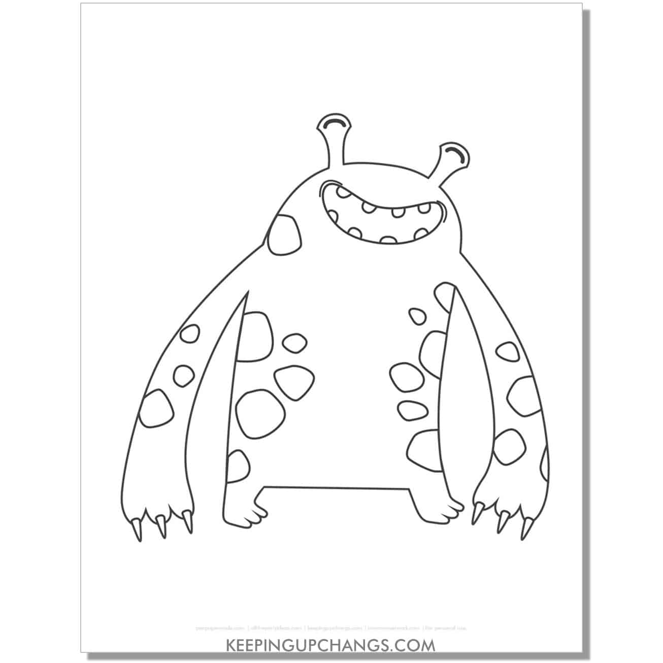 free alien monster with spots coloring page.