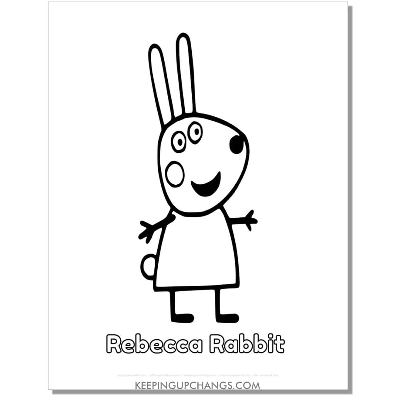 free rebecca rabbit peppa pig coloring page, sheet.