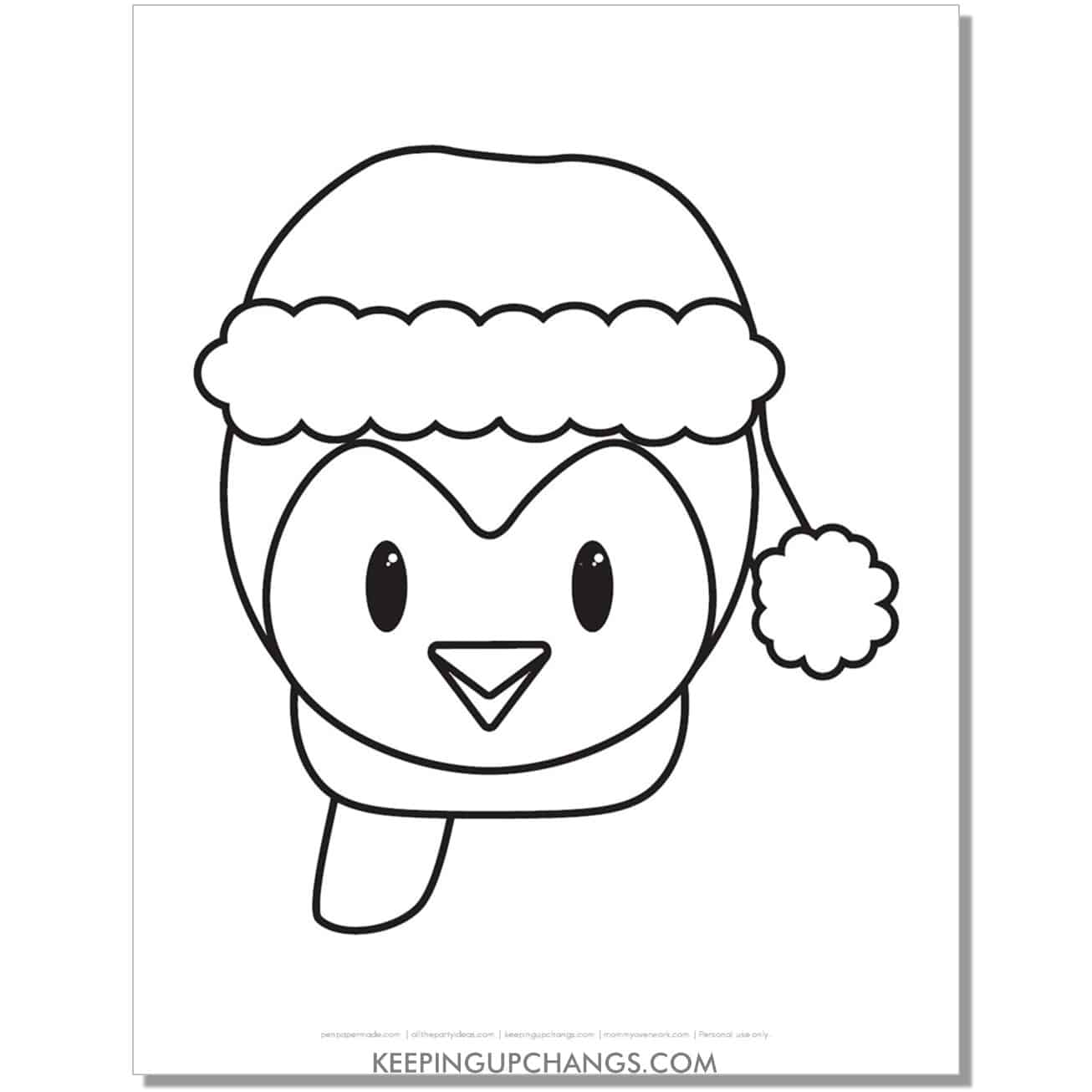 free penguin face coloring page.
