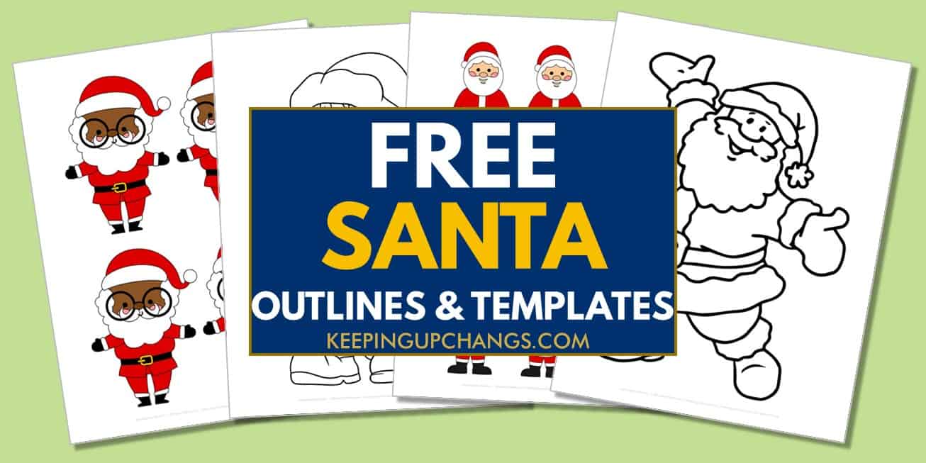 spread of free santa outlines, printable cut out templates for school.