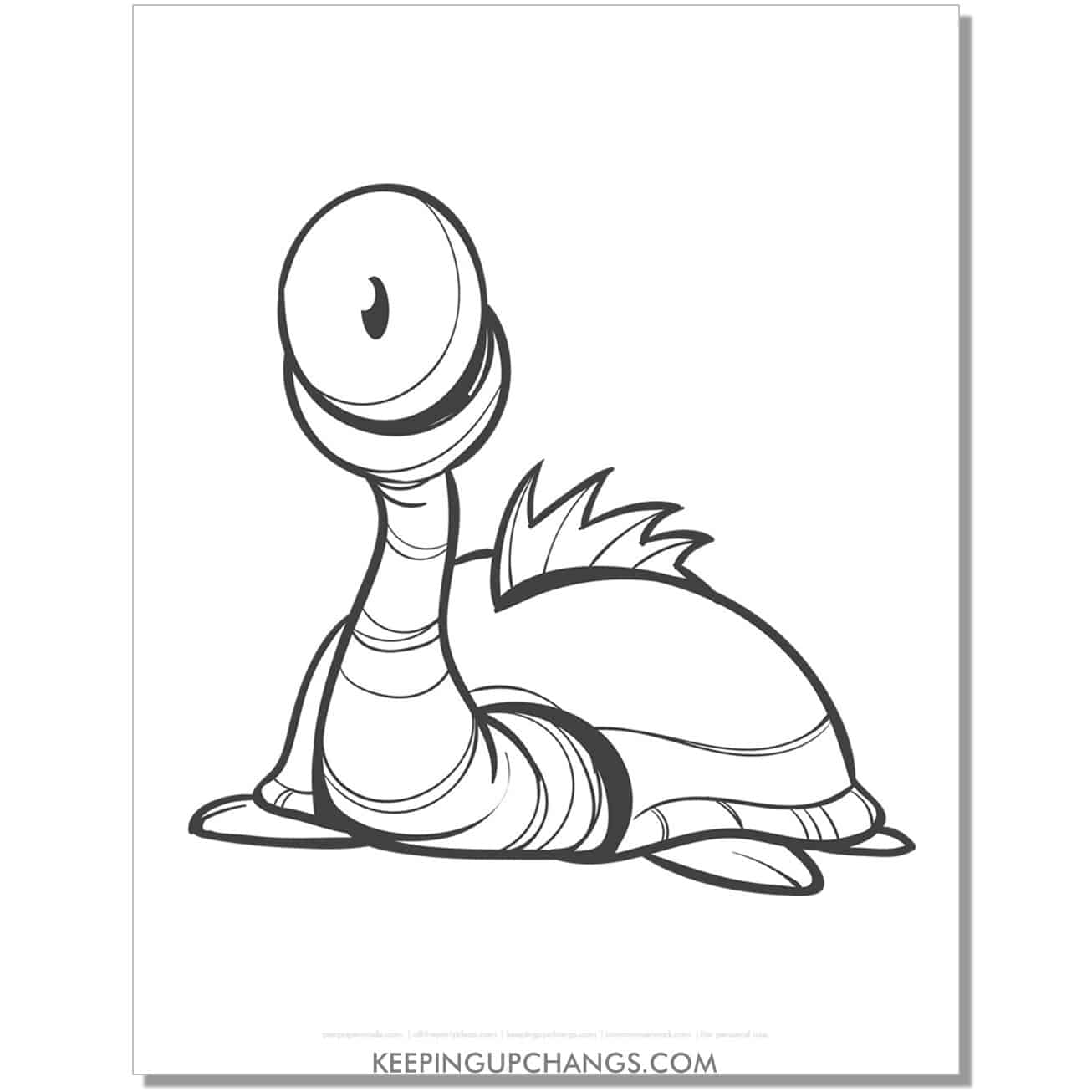 free one eyed turtle monster coloring page.