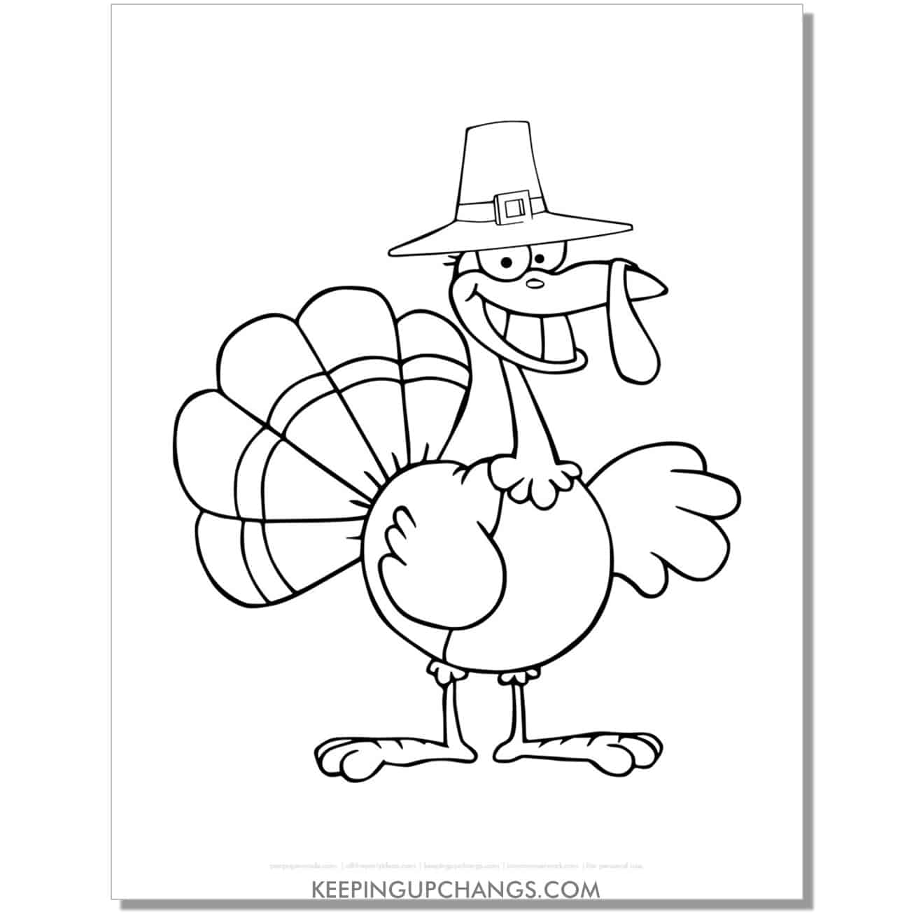 free smiling turkey coloring page for fall, thanksgiving.