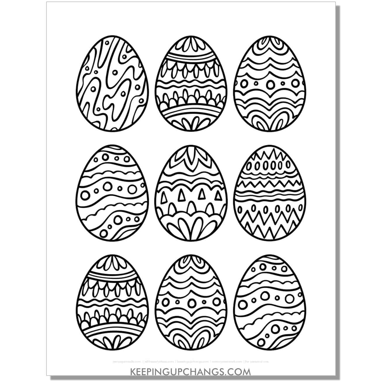 free mini detailed mandala easter egg coloring page, sheet.