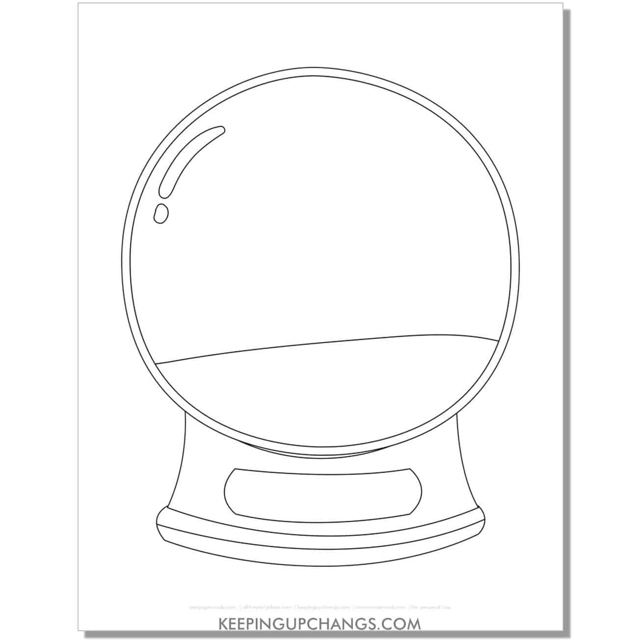 free large, blank snow globe with label coloring page.