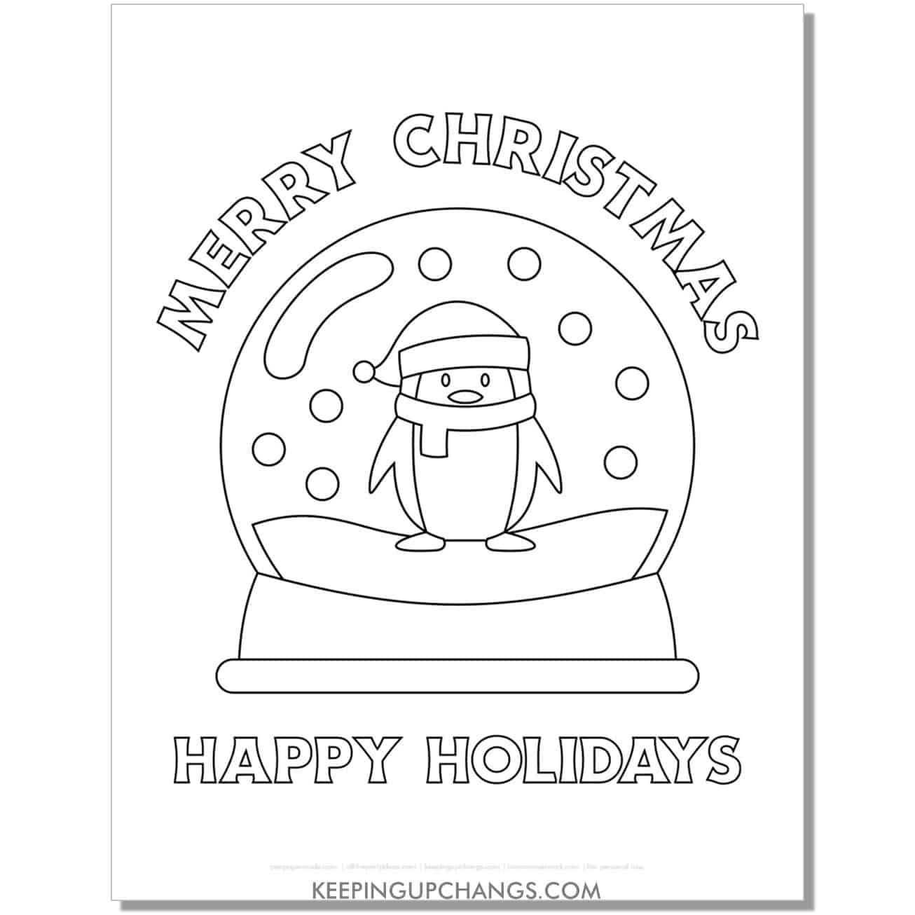 free toddler penguin snow globe coloring page.