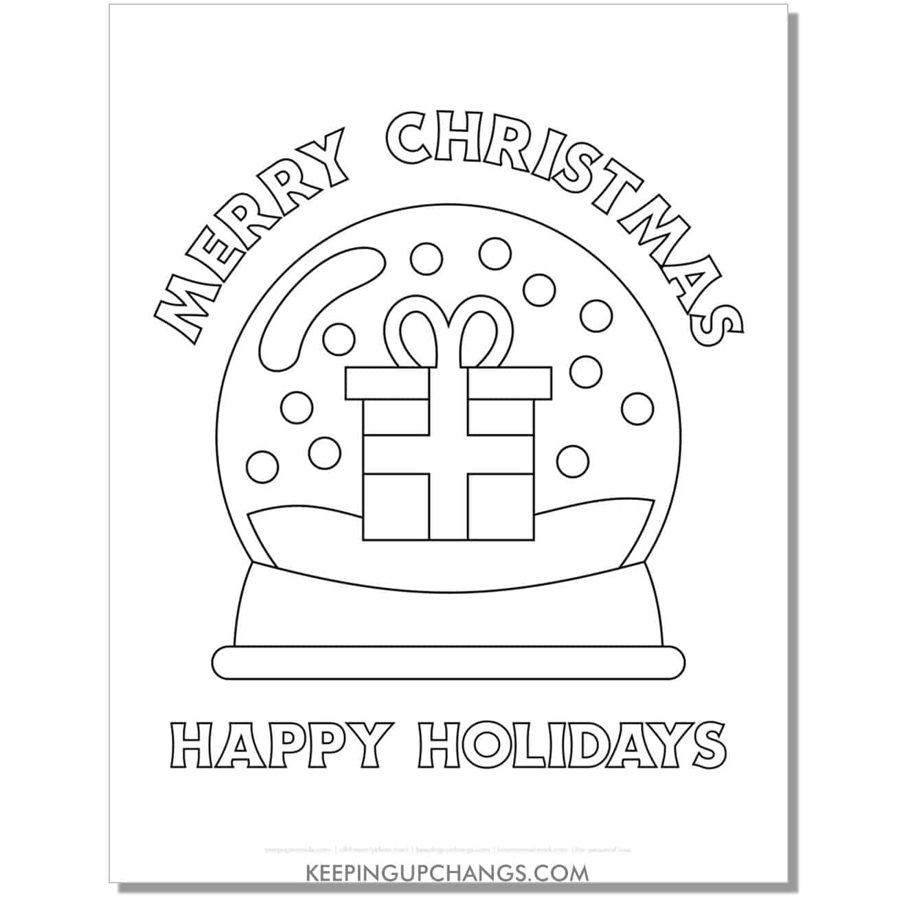 free toddler present gift snow globe coloring page.
