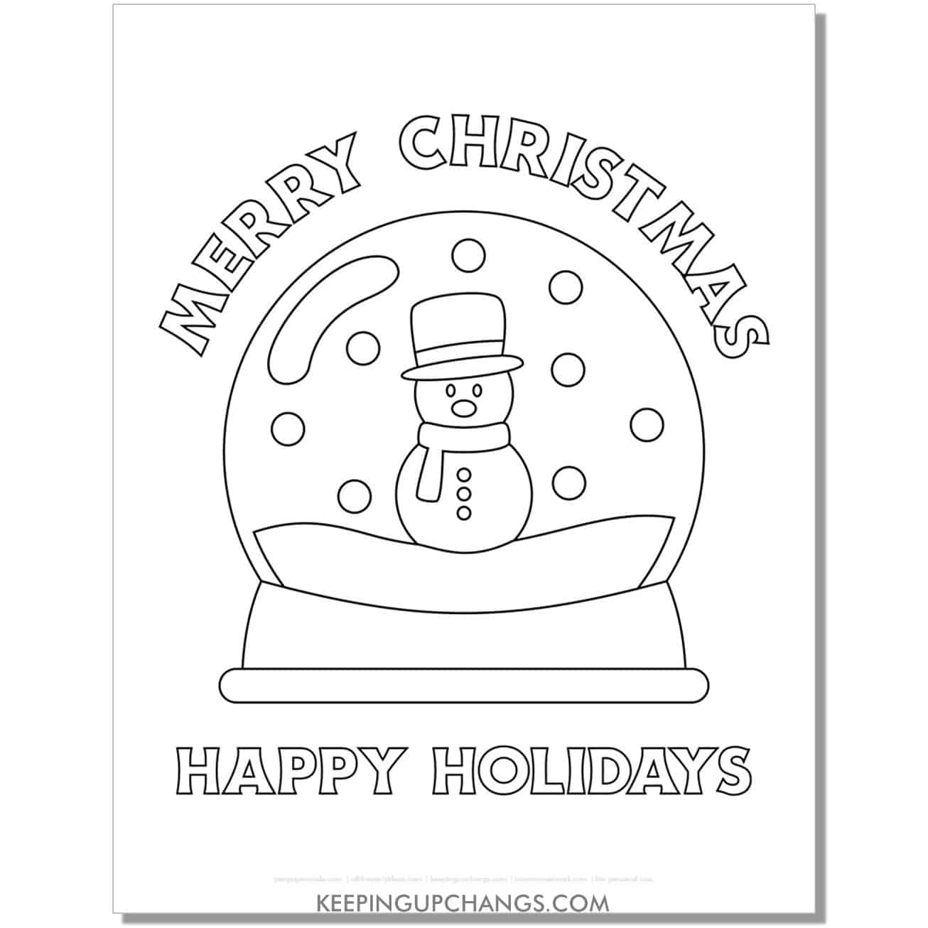 free toddler snowman snow globe coloring page.