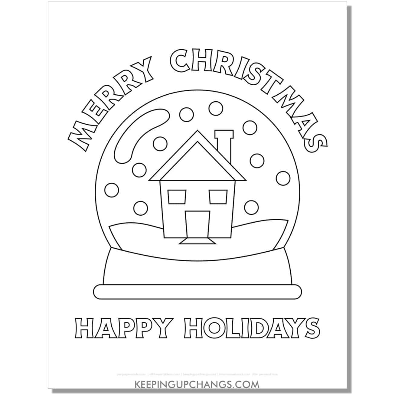 free toddler house in the snow globe coloring page.