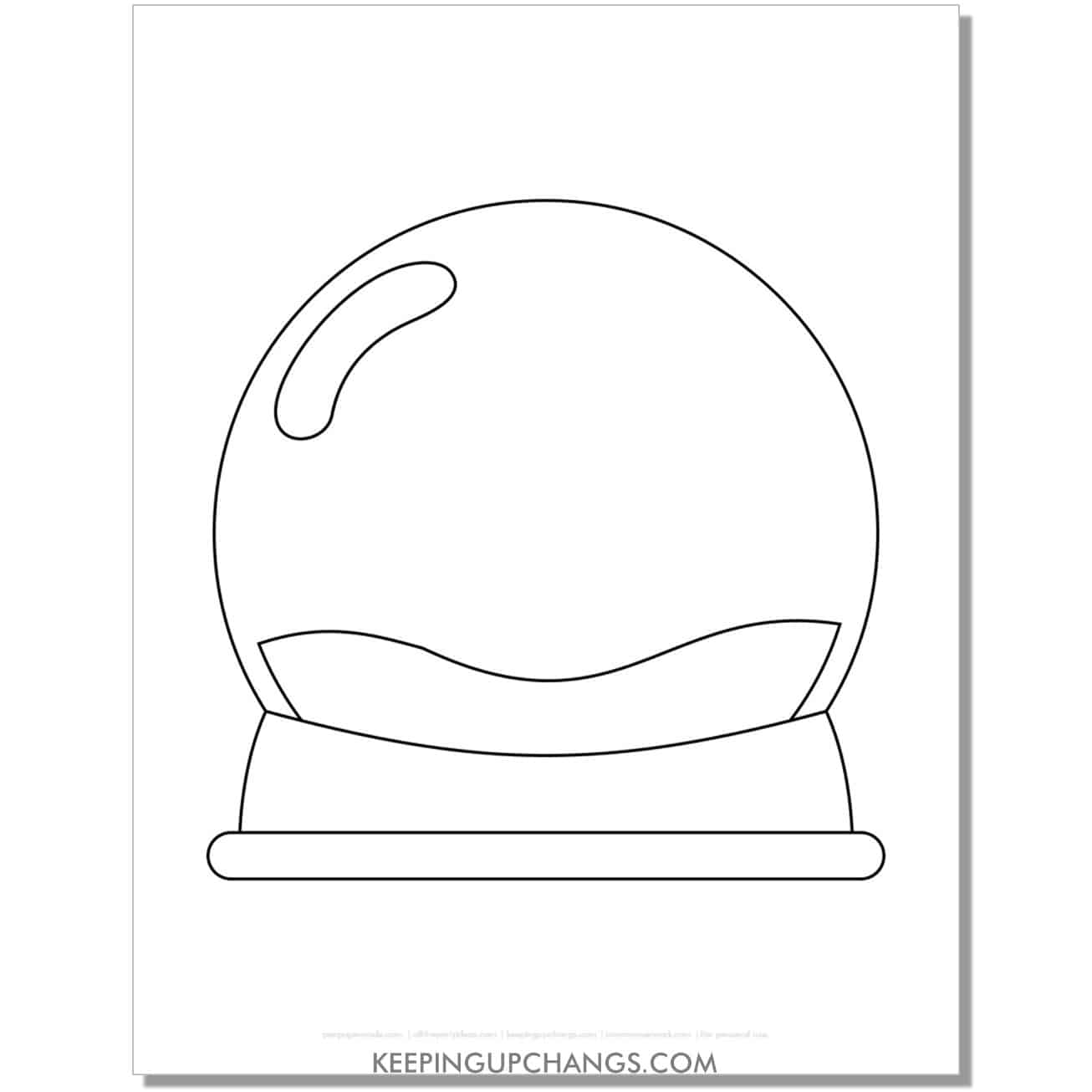 free cute  blank snow globe outline template coloring page.