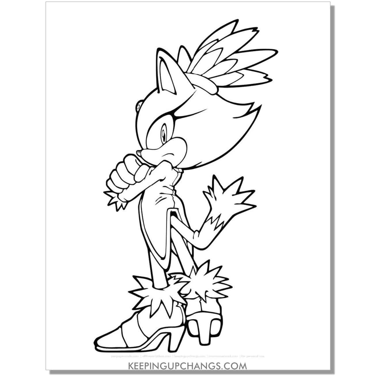 unhappy blaze cat sonic coloring page.