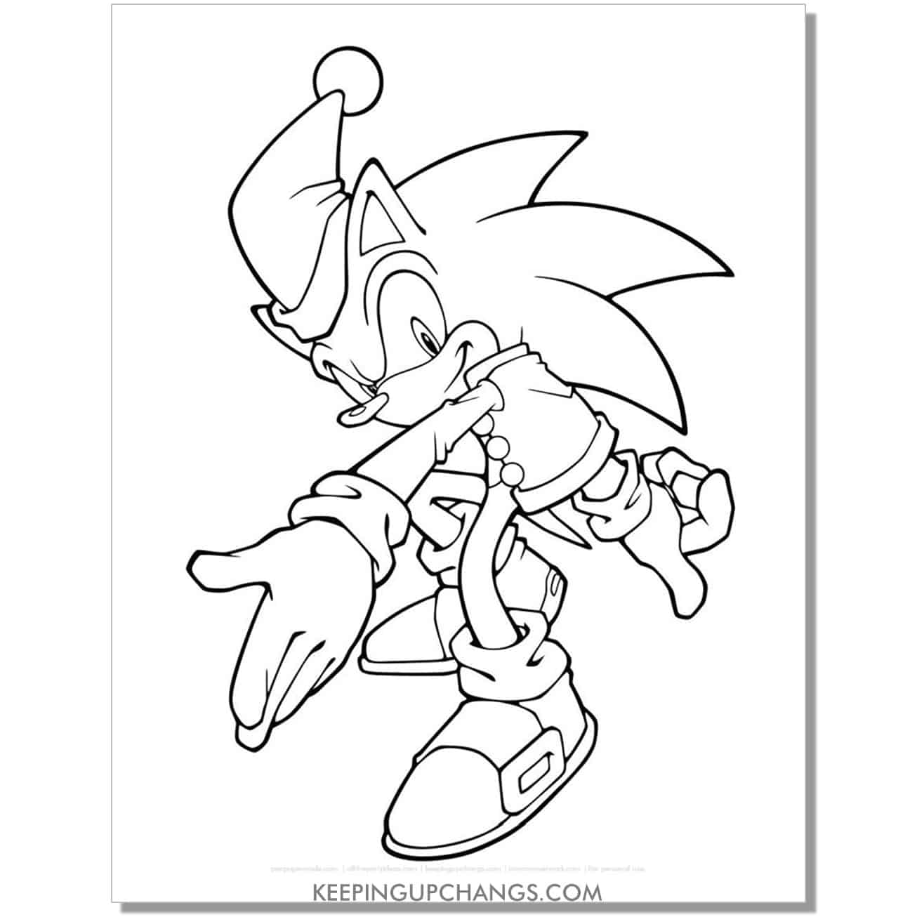sonic christmas elf suit coloring page.