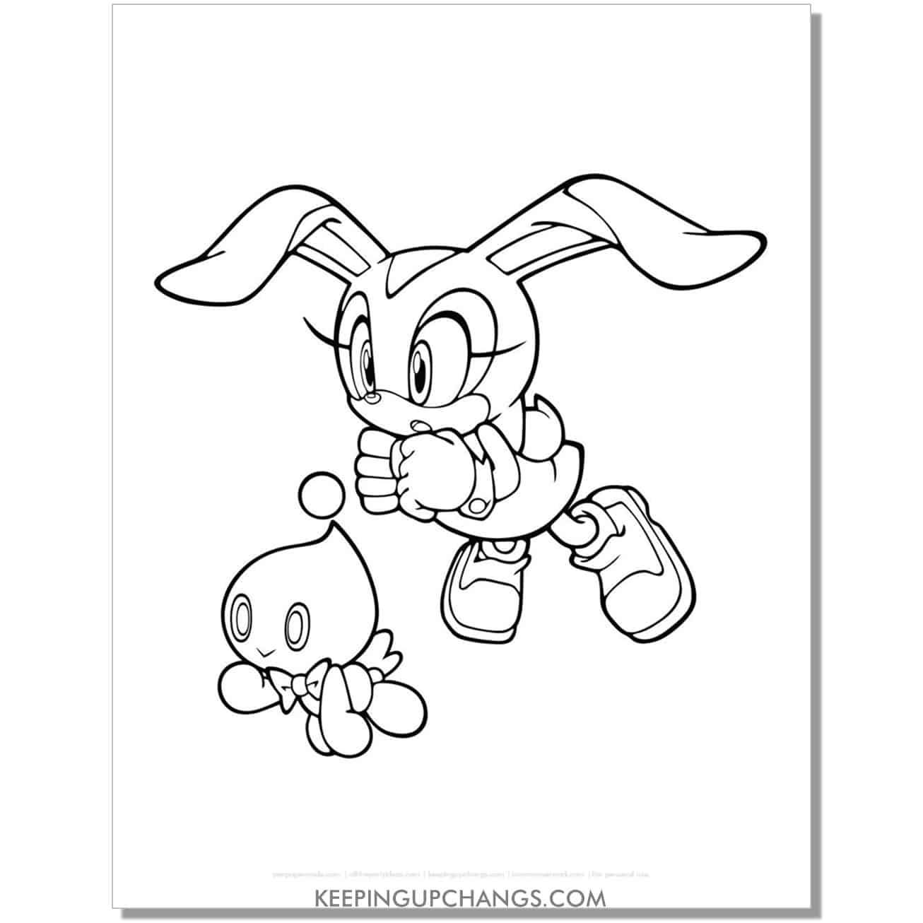 cream rabbit and cheese flying sonic coloring page.