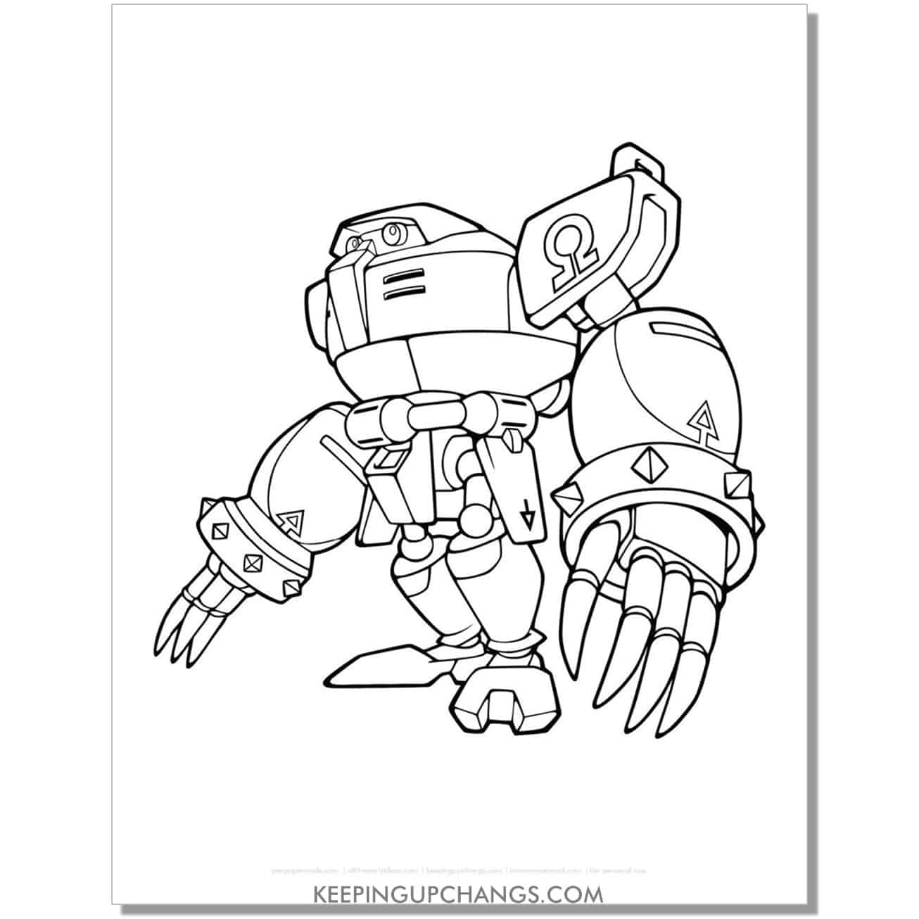 robot villain e 123 omega sonic coloring page.